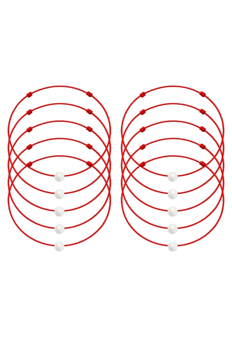 Set de bratari martisor cu perla Preciosa - 10 bucati - 65874, Alb