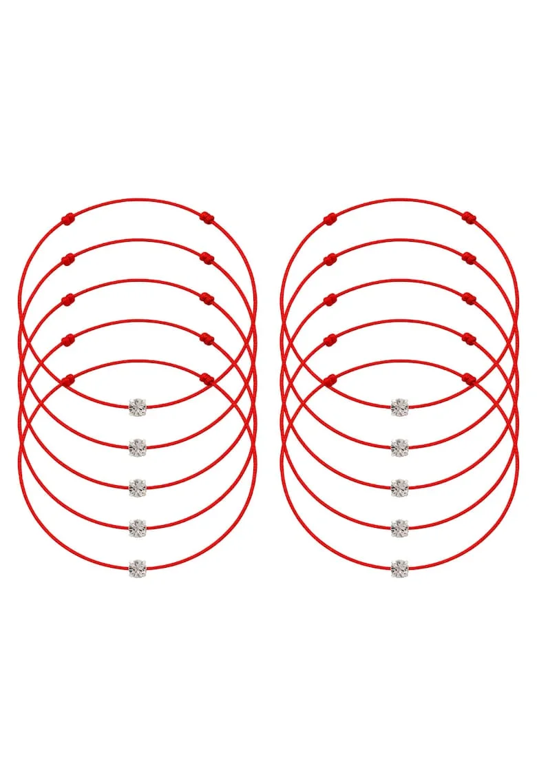 Set de bratari martisor cu cristal Preciosa - 10 bucati - 65987, Alb