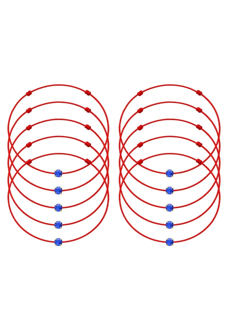 Set de bratari martisor cu cristal Preciosa - 10 bucati - 65987, Albastru inchis