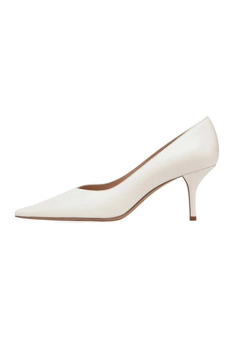 Pantofi de piele cu varf ascutit, Alb fildes