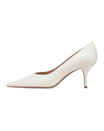 Pantofi de piele cu varf ascutit, Alb fildes