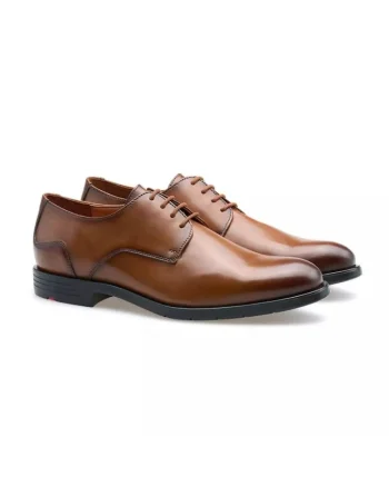 Pantofi derby barbati  EEZY 110, piele naturala, maro cognac,