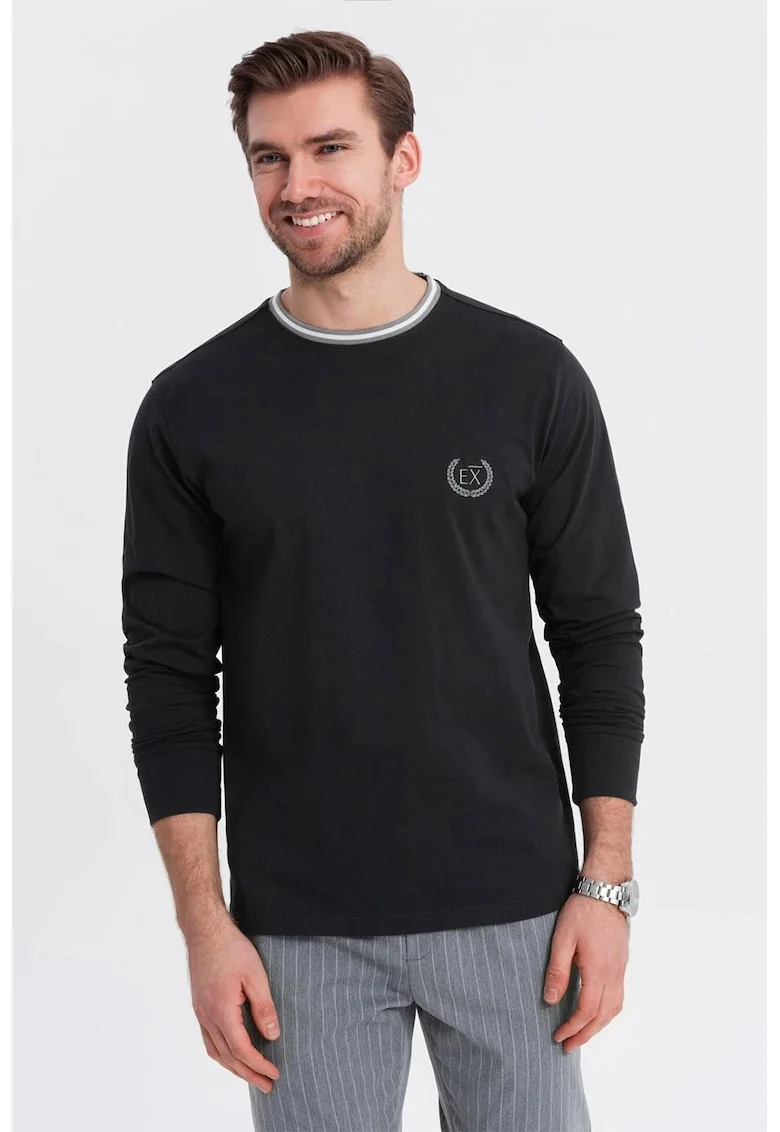Bluza de bumbac cu logo, Negru