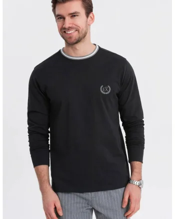 Bluza de bumbac cu logo, Negru