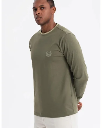 Bluza de bumbac cu logo, Verde masliniu