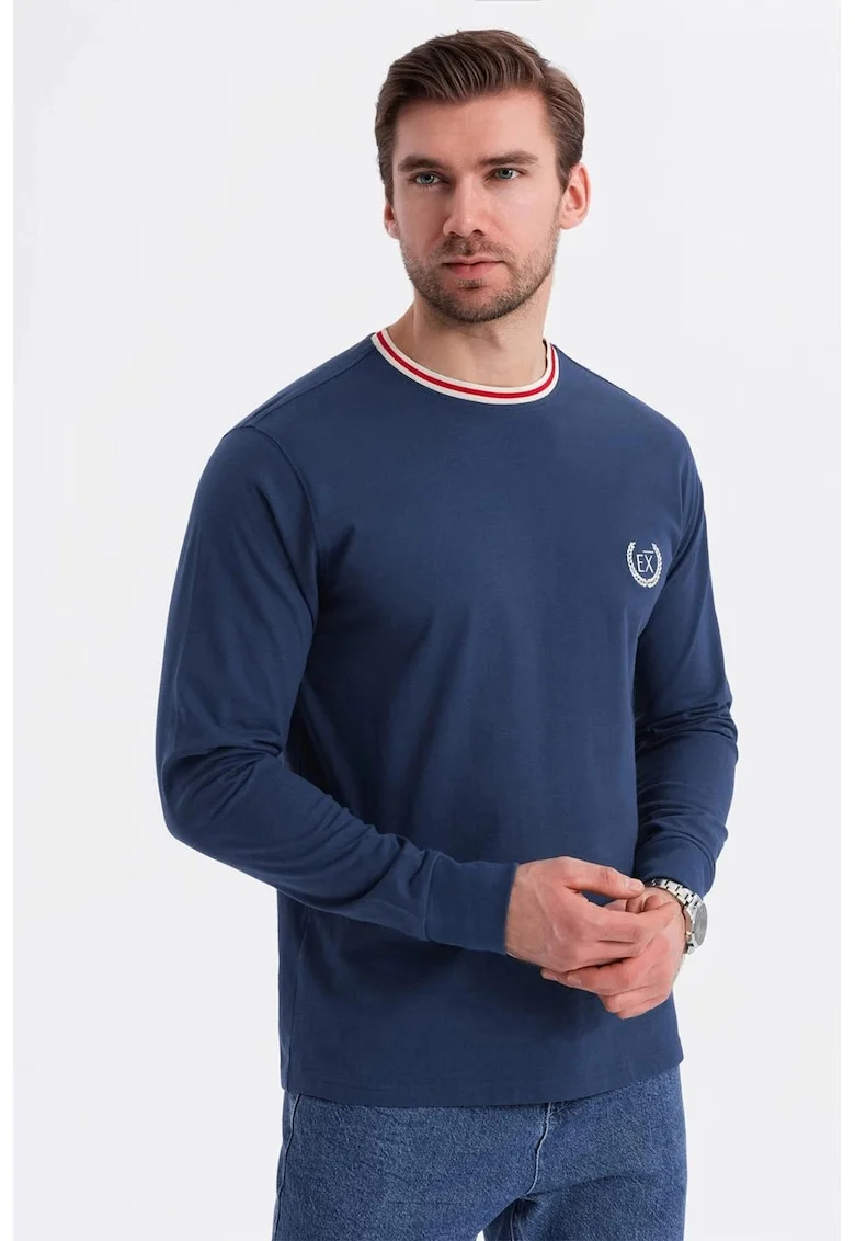 Bluza de bumbac cu logo, Bleumarin