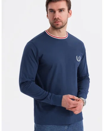 Bluza de bumbac cu logo, Bleumarin
