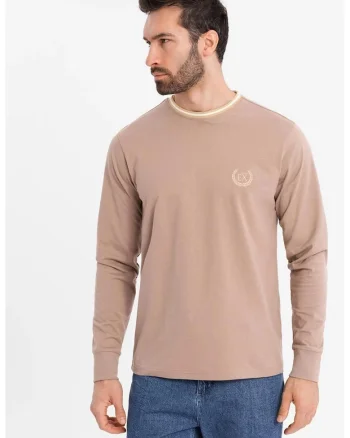 Bluza de bumbac cu logo, Maro camel