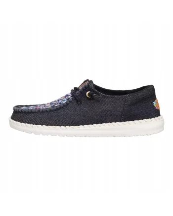 Mocasini Femei Spuma EVA, Wendy Funk Crafted Tweed, Negru, Negru
