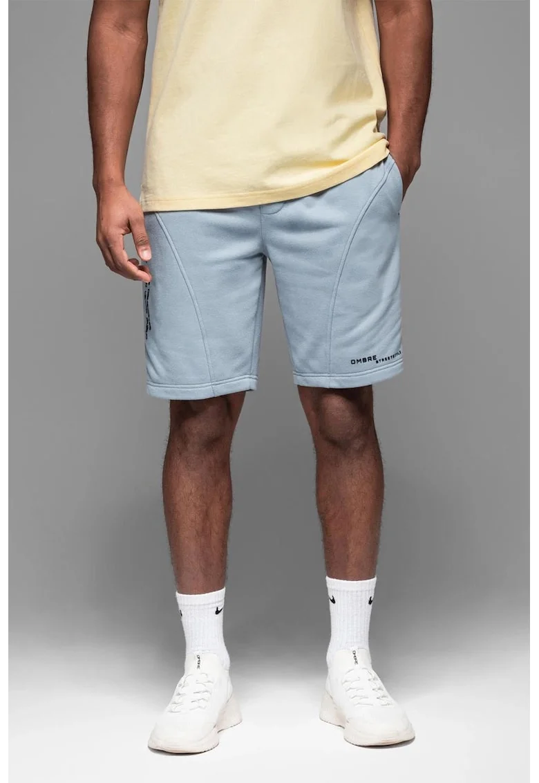Pantaloni scurti slim fit din amestec de bumbac, Albastru pastel