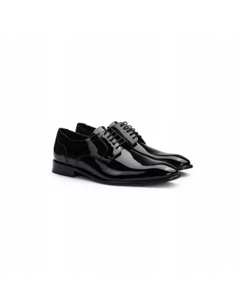 Pantofi derby bărbați Leno 110, piele naturală, negru, Negru