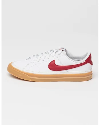 Pantofi sport Court Legacy cu insertii din piele, Alb/Visiniu