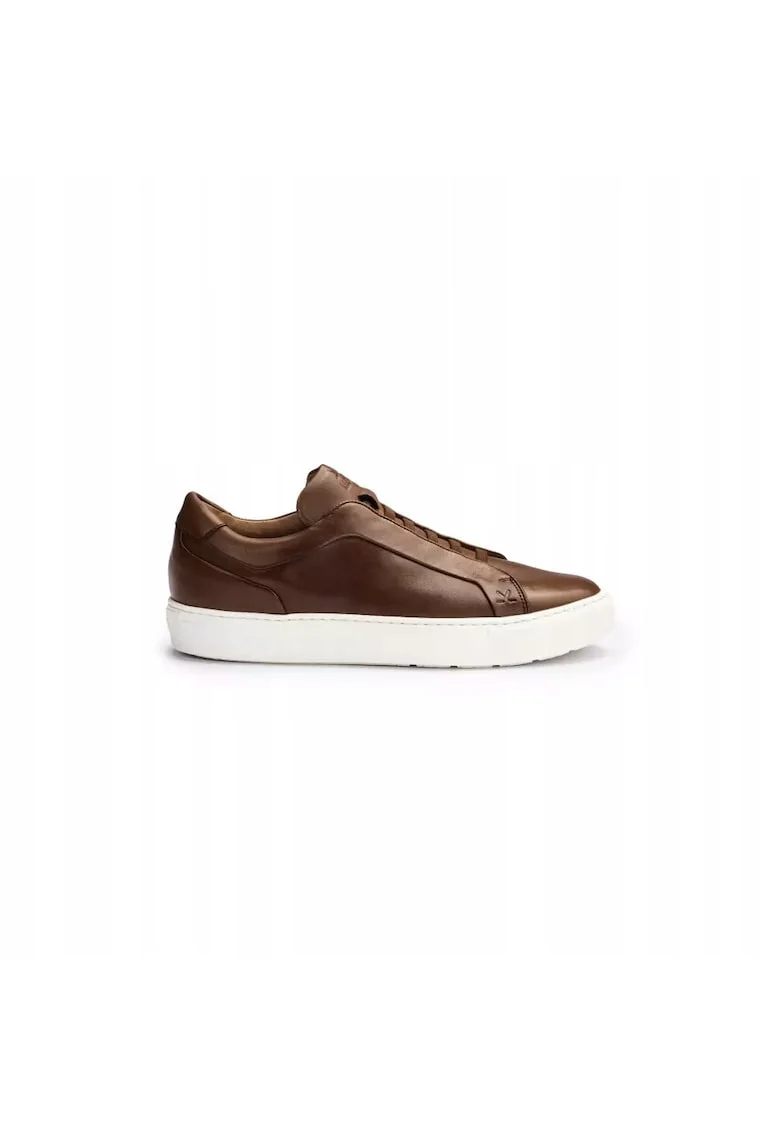 Sneakers barbati METRO, piele naturala, maro cognac, Maro