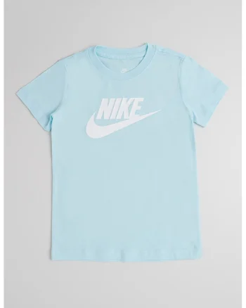 Tricou cu decolteu la baza gatului si imprimeu logo Futura, Alb/Albastru glaciar