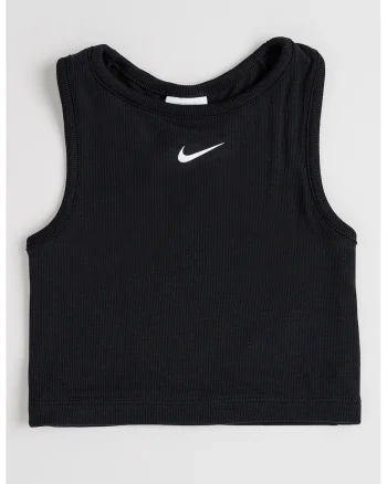 Top crop cu logo, Negru