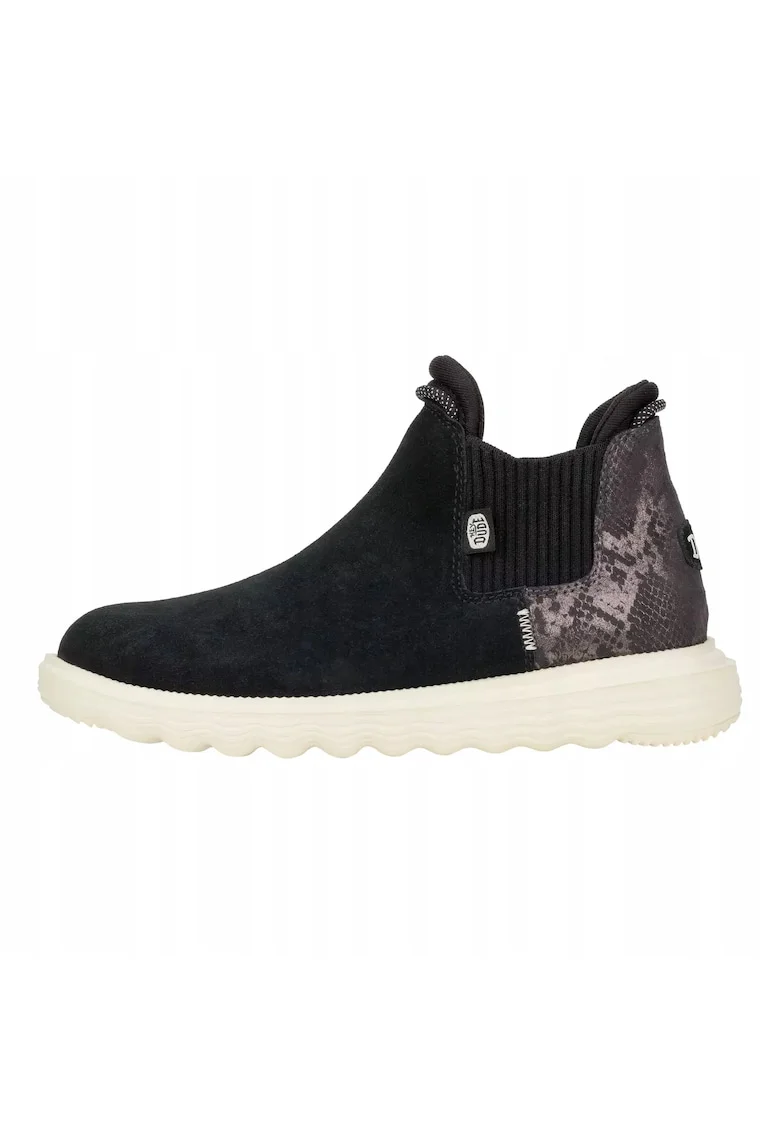 Ghete Chelsea de piele naturala pentru Femei,  Wendy Branson Suede, Negru