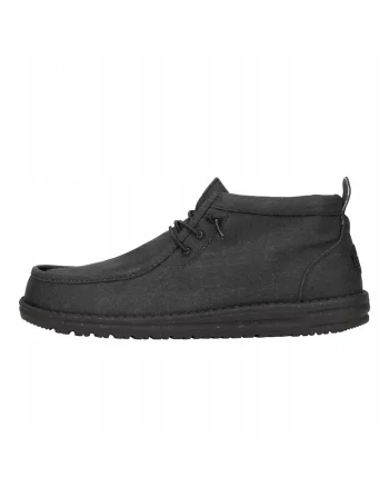 Mocasini Barbati Spuma EVA, Wally Mid Canvas, Negru, Negru
