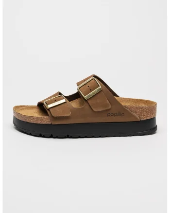 Papuci flatform Arizona Pap, Auriu/Maro inchis
