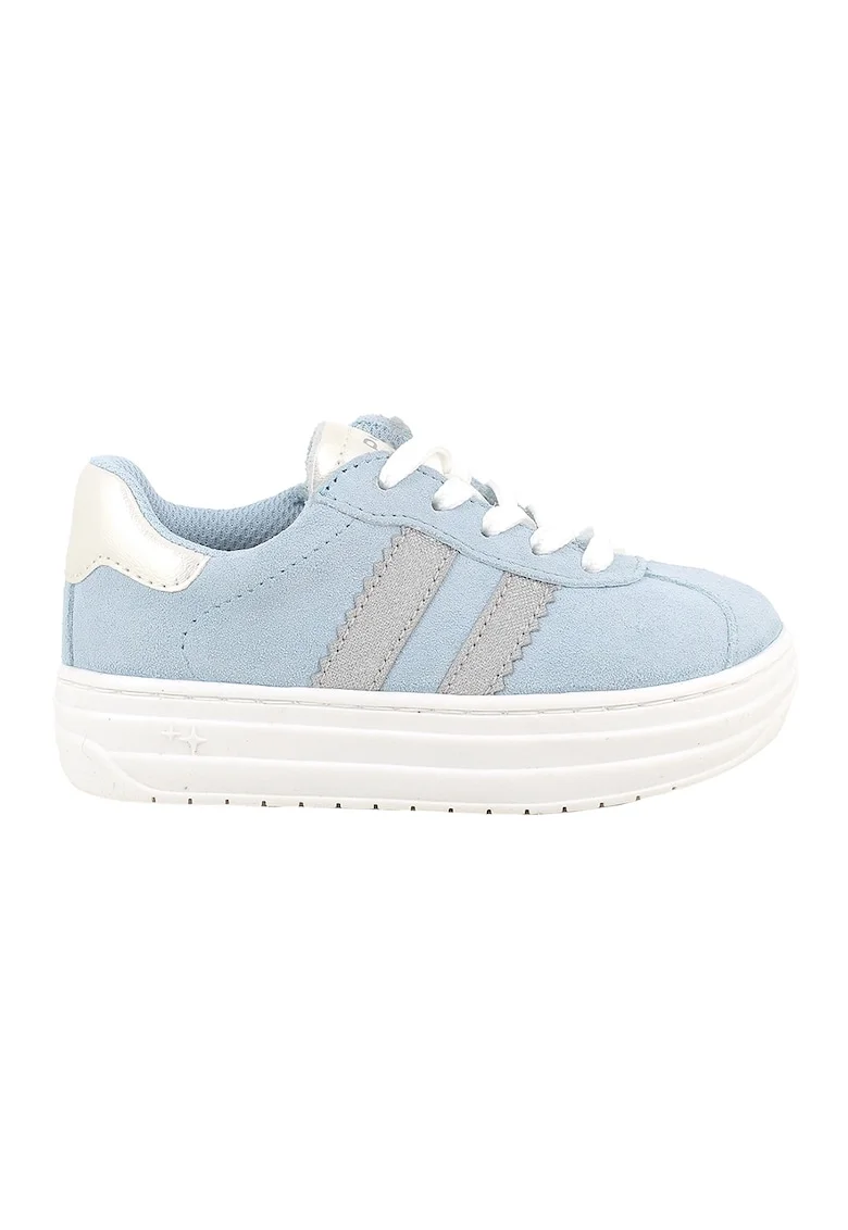 Pantofi sport din piele intoarsa cu flatform si buzunar cu fermoar, Alb/Albastru pastel/Gri deschis