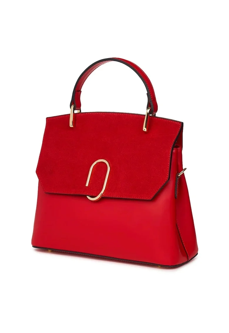 Poseta din piele naturala Ruby, Rosu