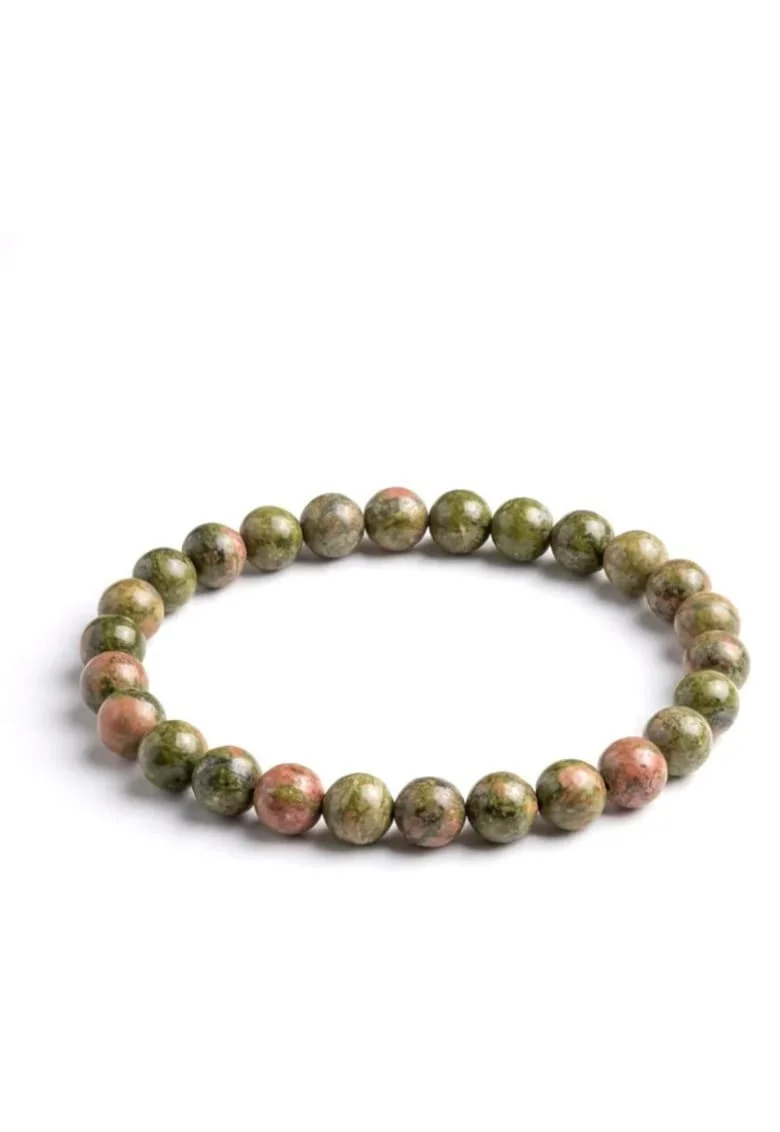 Bratara cu Pietre Semipretioase Naturale Unakit de 6mm, elastica, unisex