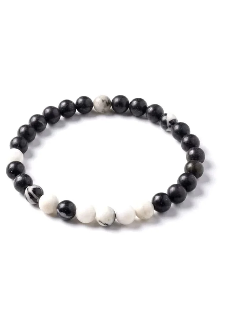 Bratara cu Pietre Semipretioase Naturale Jasp Zebra de 6mm, elastica, unisex