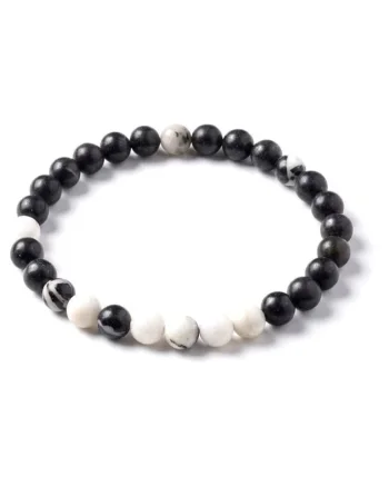 Bratara cu Pietre Semipretioase Naturale Jasp Zebra de 6mm, elastica, unisex