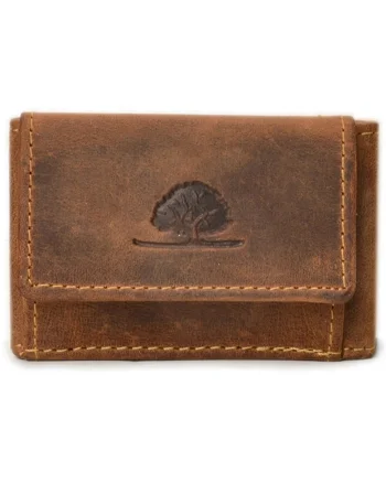 Portofel unisex piele naturala maro antichizat 8.5 x 6 cm, Vintage,  Maro antichizat