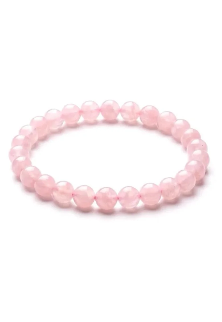 Bratara cu Pietre Semipretioase Naturale Cuart Roz de 6mm, elastica, unisex