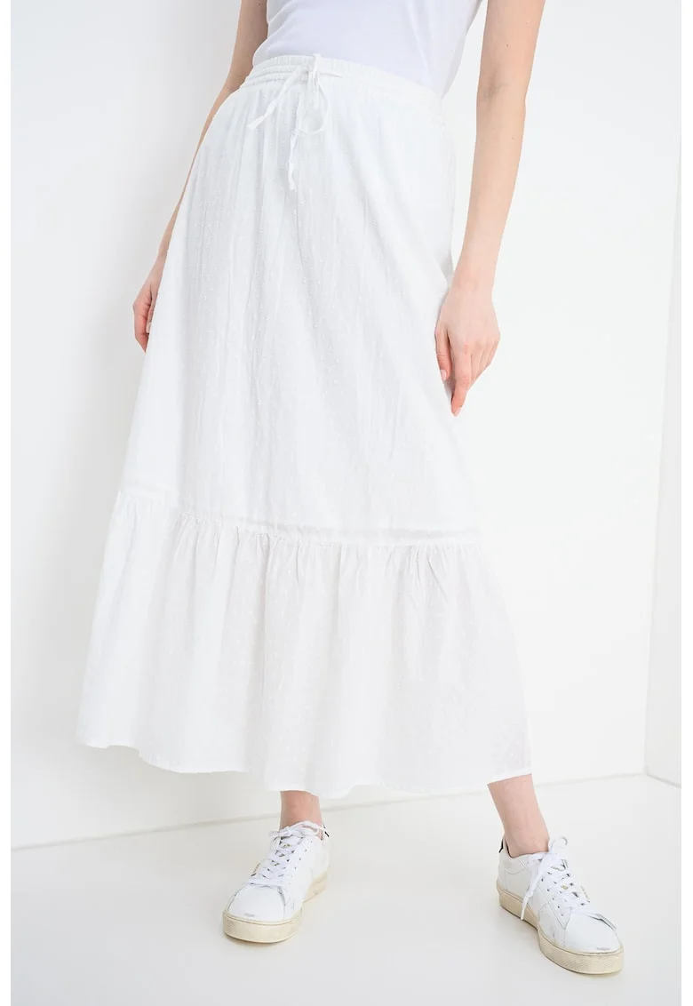 Fusta midi de bumbac organic, Alb