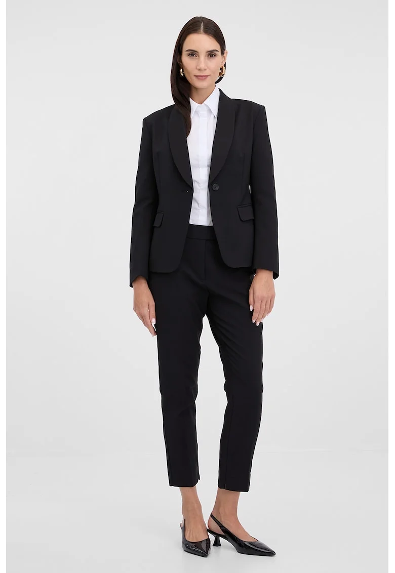 Pantaloni chino crop cu model uni, Negru