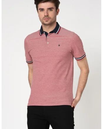 Tricou polo slim fit de bumbac organic Paulos, Rosu