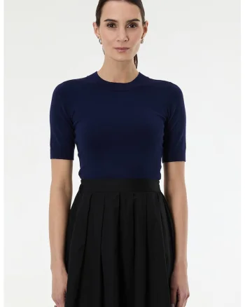 Tricou slim fit cu model uni, Albastru ultramarin