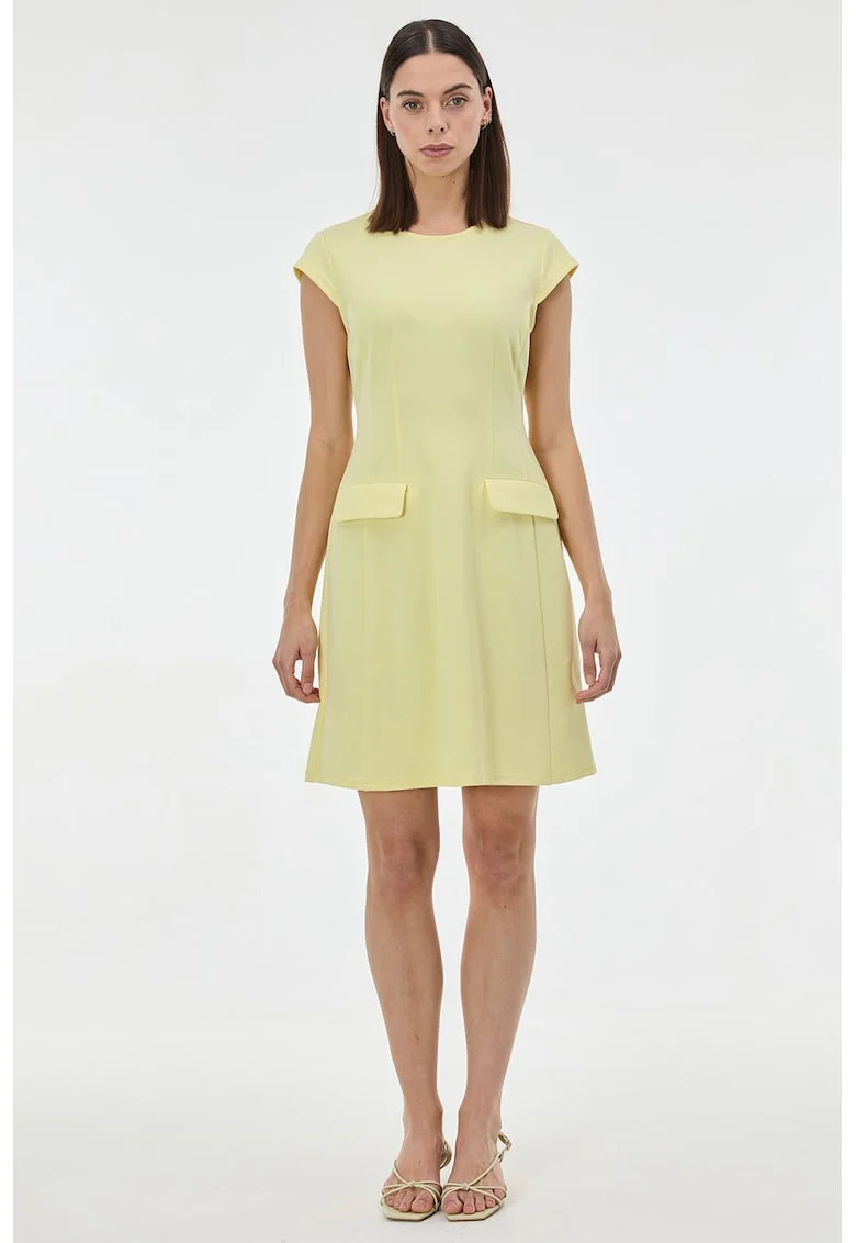 Rochie scurta cu croiala dreapta, Galben pastel