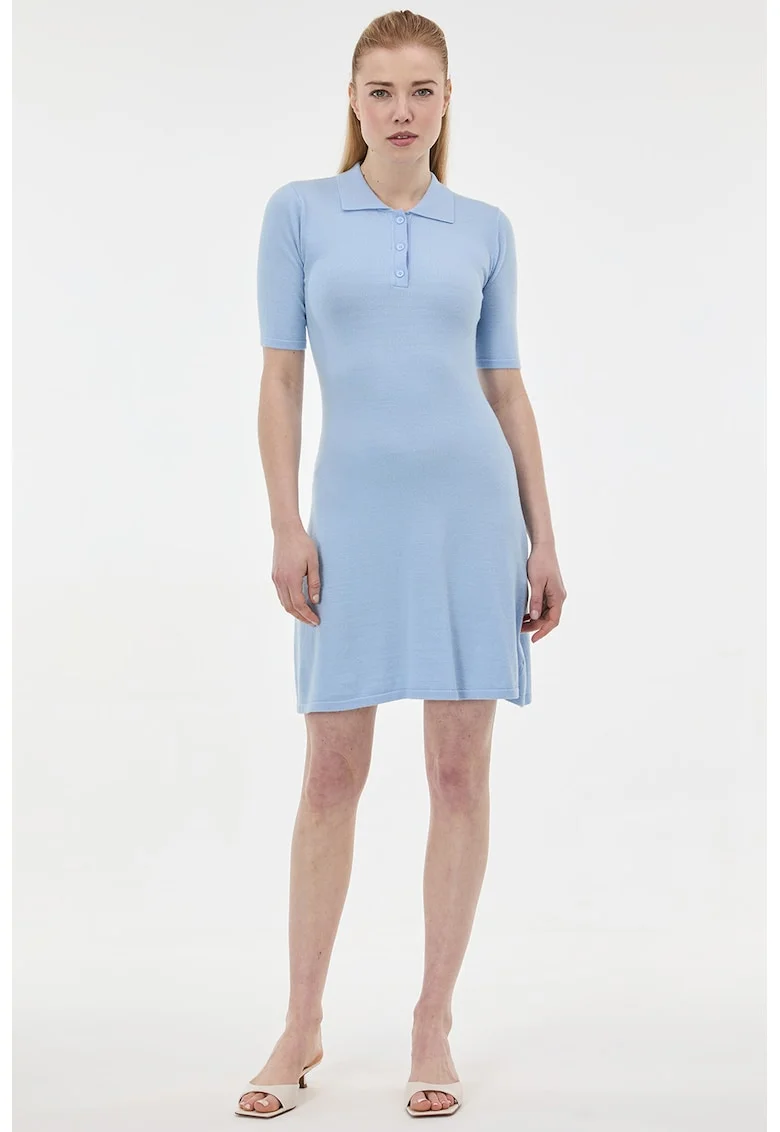 Rochie polo tricotata, Albastru pastel
