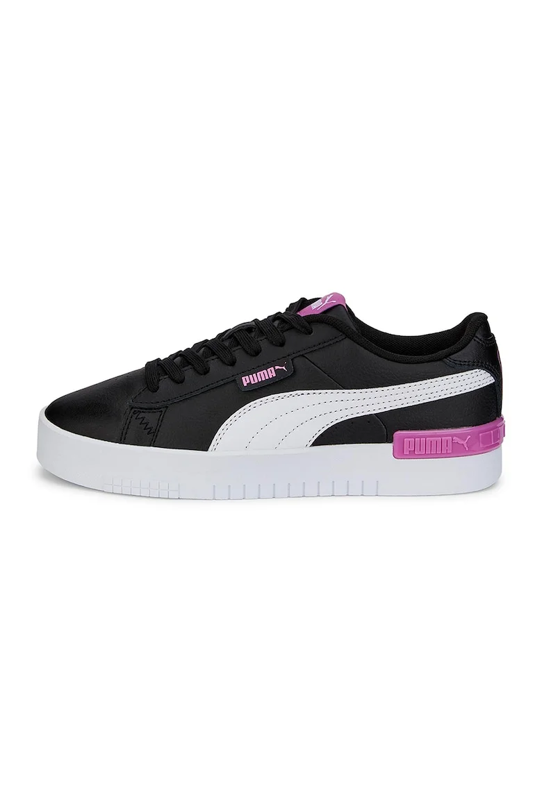 Pantofi sport de piele si piele ecologica Jada Youth, Alb/Negru/Roz