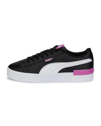 Pantofi sport de piele si piele ecologica Jada Youth, Alb/Negru/Roz
