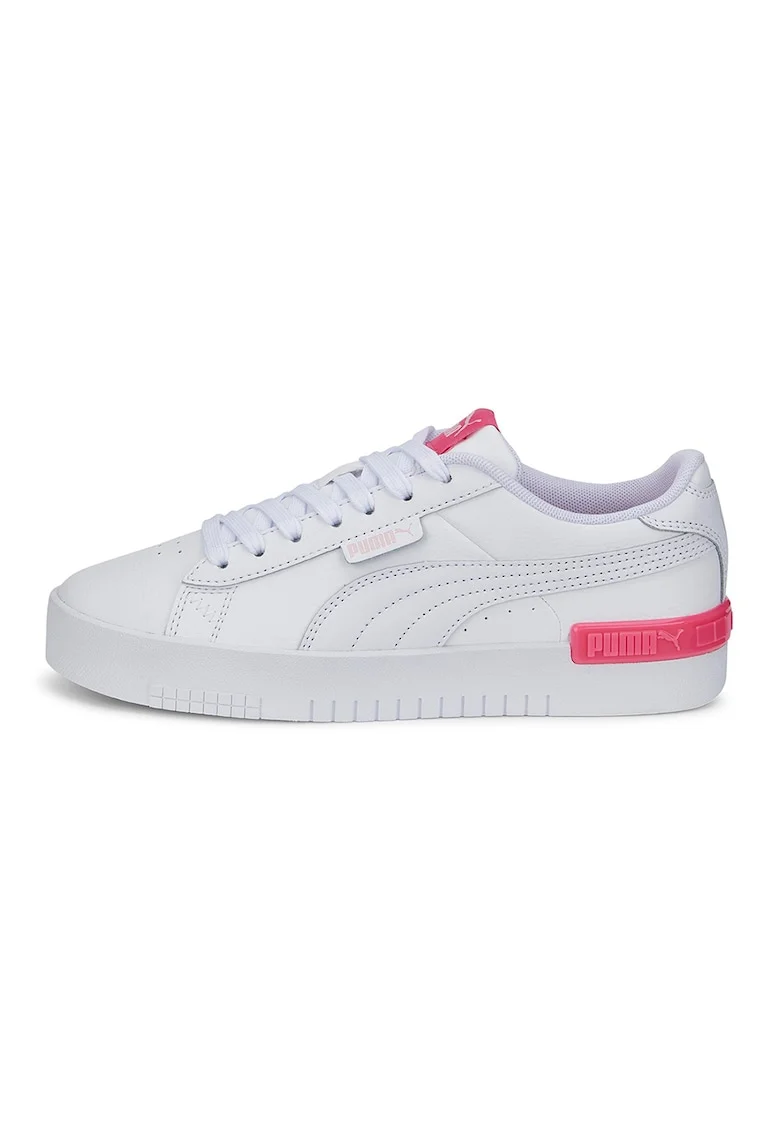 Pantofi sport de piele si piele ecologica Jada Youth, Alb/Roz aprins