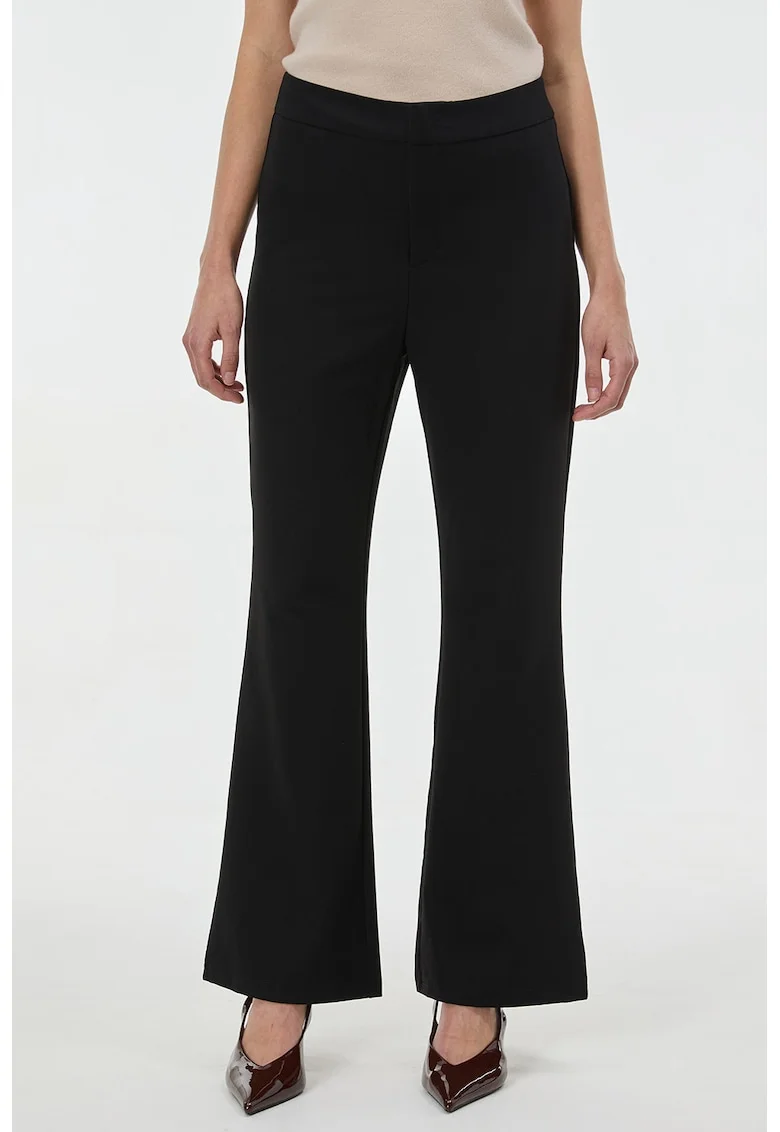 Pantaloni evazati cu talie inalta, Negru