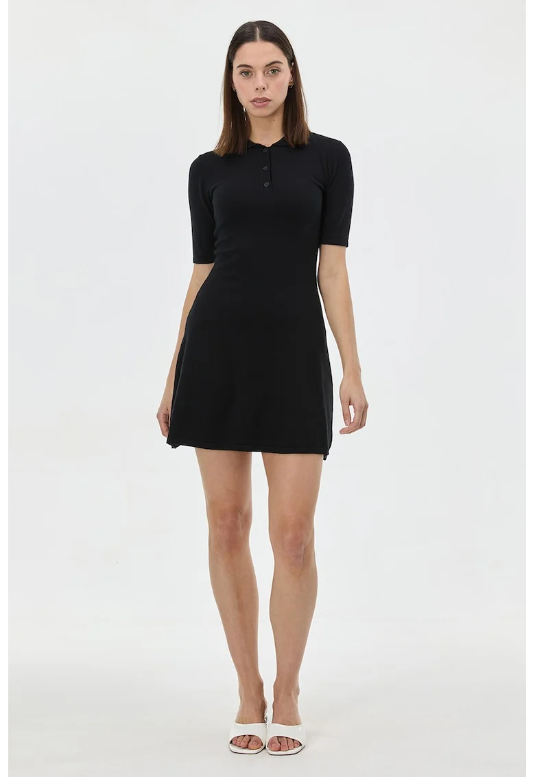 Rochie polo tricotata, Negru