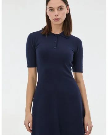 Rochie polo tricotata, Albastru ultramarin