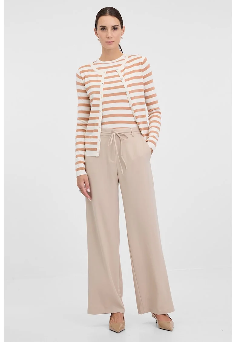 Pantaloni relaxed fit cu model uni, Bej