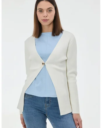 Cardigan cu model uni, Alb