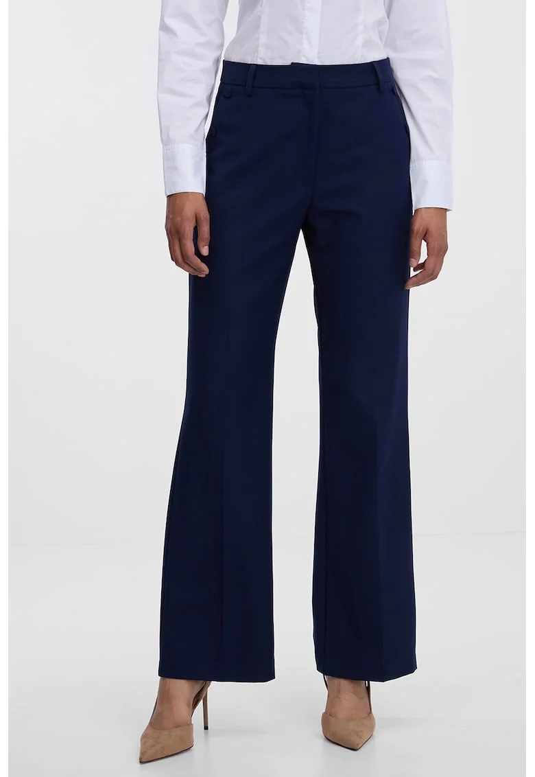 Pantaloni evazati cu talie inalta, Albastru ultramarin