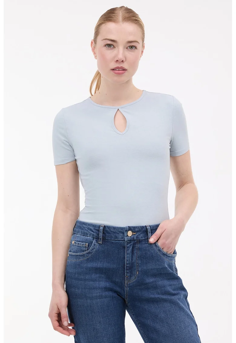 Tricou cu decupaj lacrima, Albastru prafuit