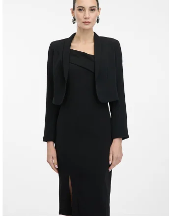 Sacou crop fara inchidere, Negru