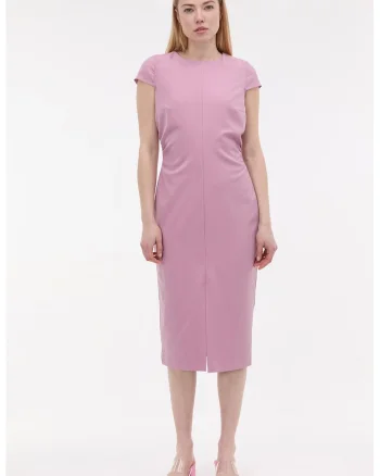 Rochie midi cu croiala creion, Roz stins