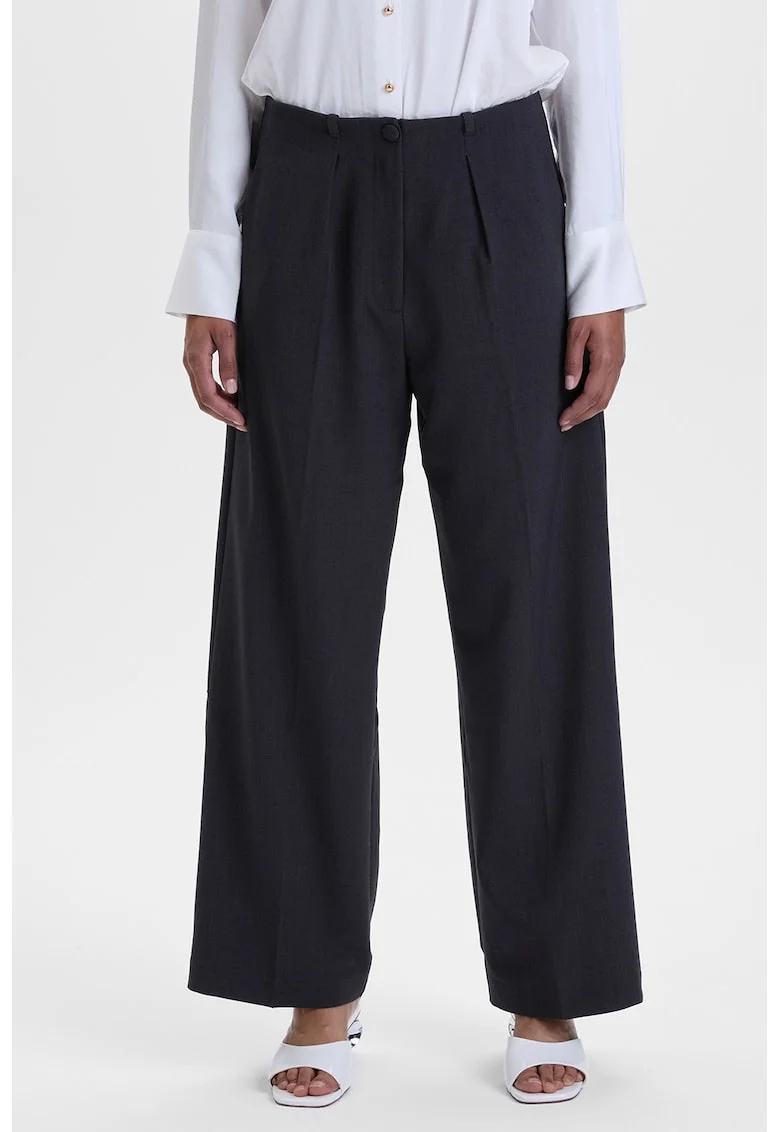 Pantaloni cu talie inalta si croiala ampla, Albastru ultramarin