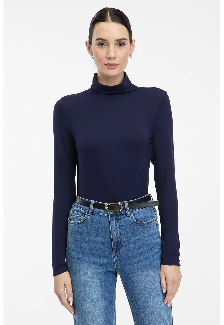 Bluza slim fit cu guler mediu, Albastru ultramarin