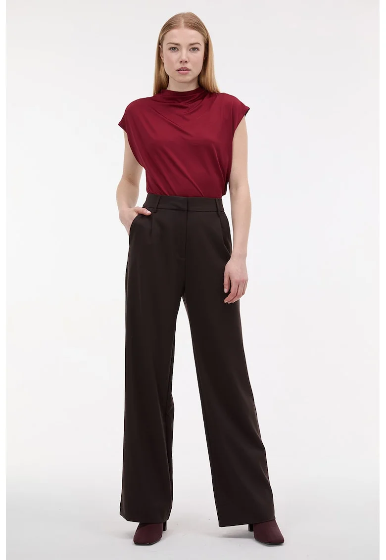 Pantaloni eleganti cu buzunare oblice, Maro inchis